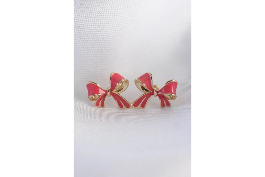 Shoecide Pirinç Pembe Renk Fiyonk Küpe