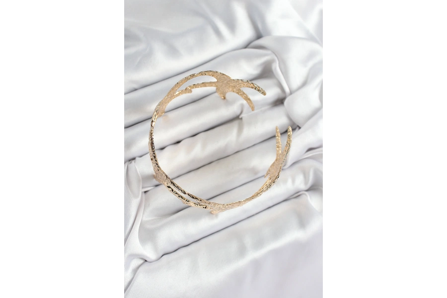 Shoecide Pirinç Sıralı Deniz Yıldızı Model Gold Renk Kadın Pazu Bileklik