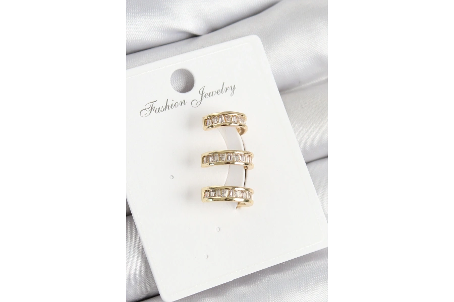 Shoecide Pirinç Su Yolu Model Gold Renk Sağ Kıkırdak Küpe