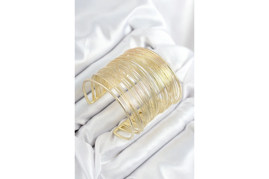 Shoecide Pirinç Tel Sarma Model Gold Renk Kadın Bileklilk