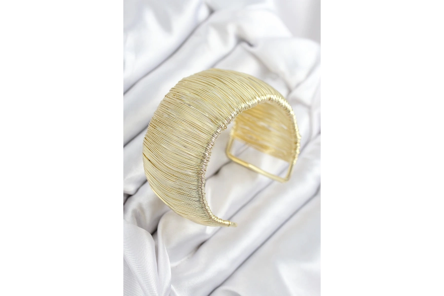 Shoecide Pirinç Tel Sarma Model Gold Renk Kadın Bileklilk