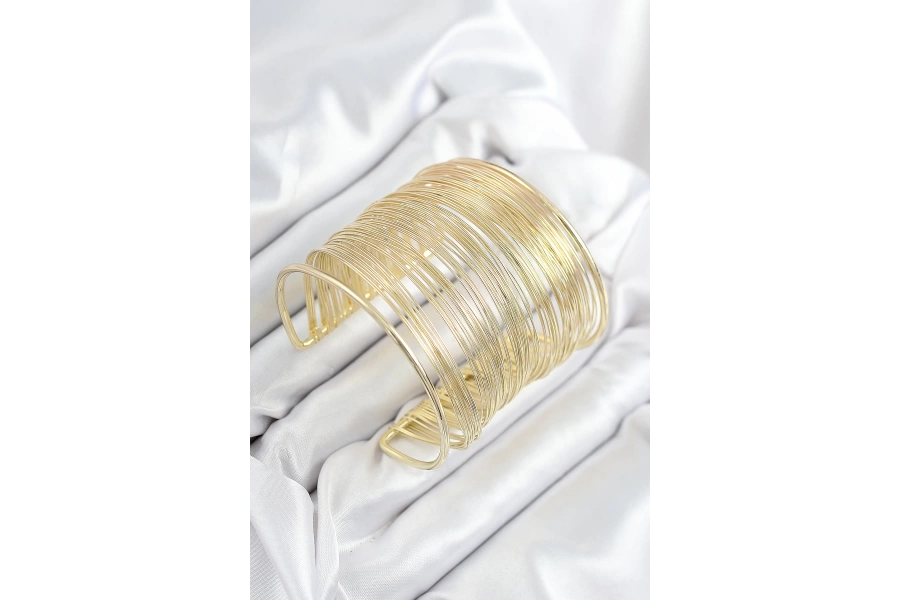 Shoecide Pirinç Tel Sarma Model Gold Renk Kadın Bileklilk
