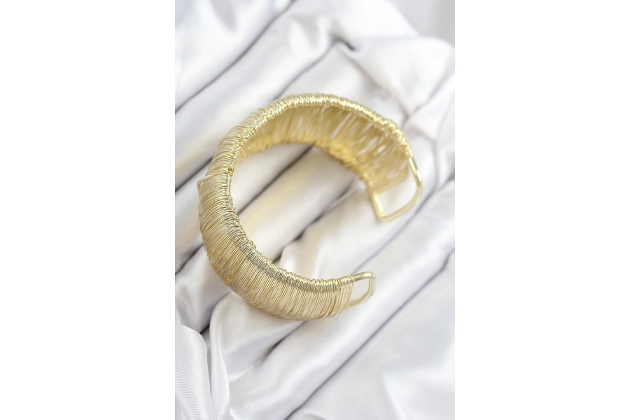 Shoecide Pirinç Tel Sarma Model Gold Renk Kadın Bileklilk