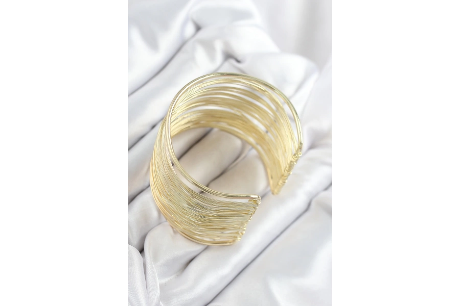 Shoecide Pirinç Tel Sarma Model Gold Renk Kadın Bileklilk