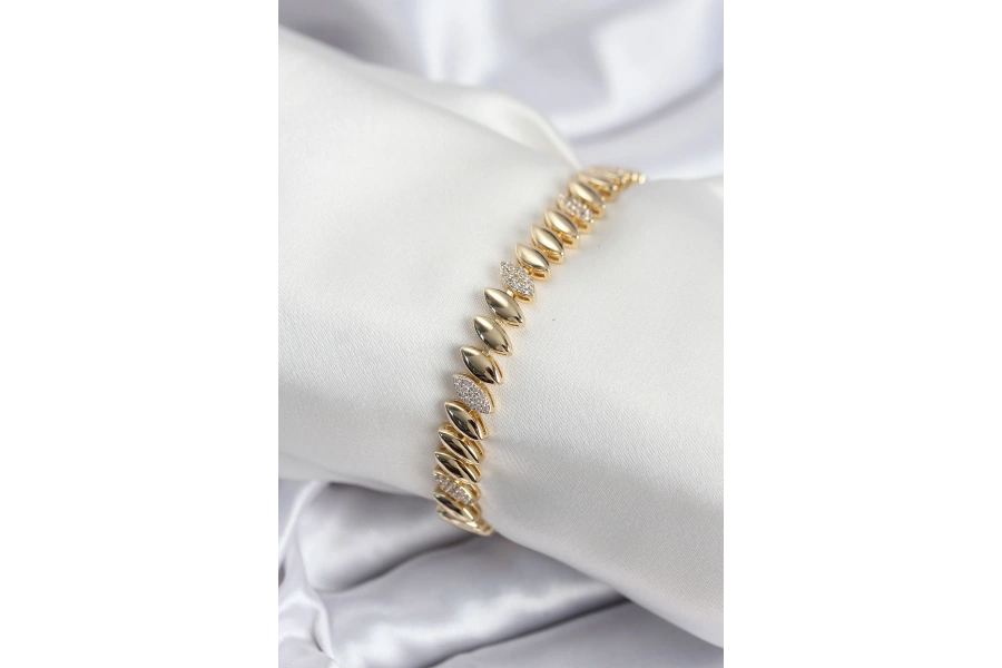 Shoecide Pirinç Vıp Seri Gold Renk Arpa Model Kadın Bileklik