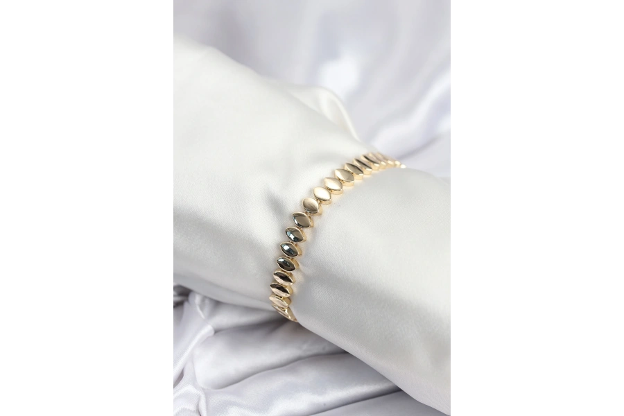Shoecide Pirinç Vıp Seri Gold Renk Sıralı Arpa Model Kadın Bileklik