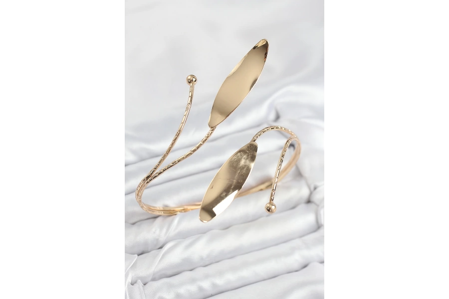 Shoecide Pirinç Yaprak Model Gold Renk Kadın Pazu Bileklik