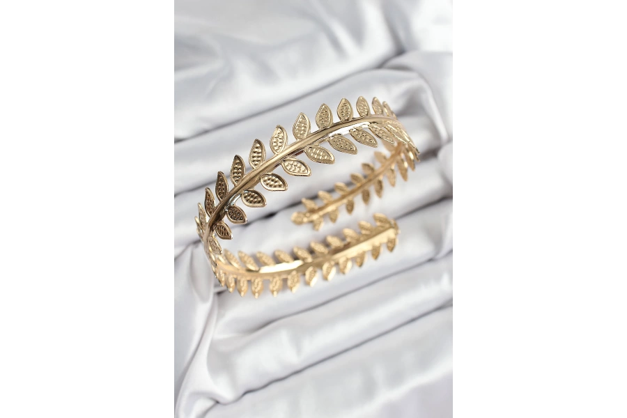 Shoecide Pirinç Yaprak Model Gold Renk Kadın Pazu Bileklik