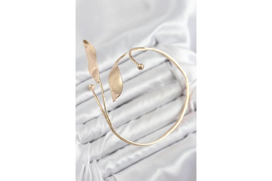 Shoecide Pirinç Yaprak Model Gold Renk Kadın Pazu Bileklik