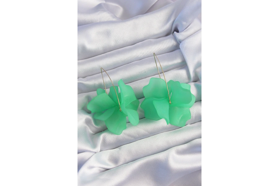 Shoecide Pirinç Yeşil Renkli Flora Küpe