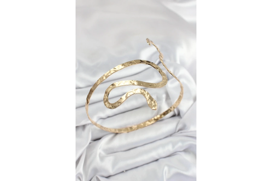 Shoecide Pirinç Yılan Model Gold Renk Kadın Pazu Bileklik