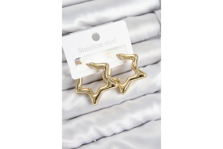 Shoecide Pirinç Yıldız Model Gold Renk Kadın Küpe