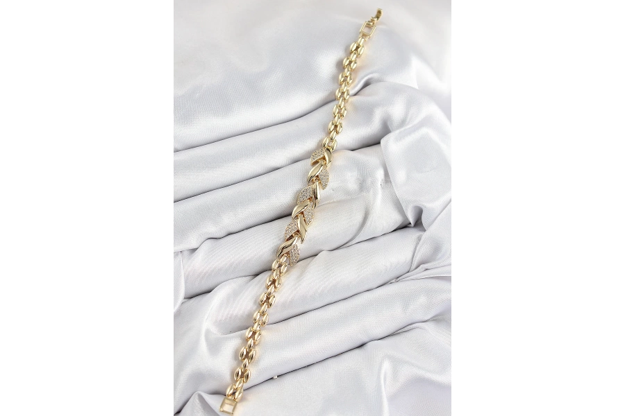 Shoecide Pirinç Zirkon Taşlı Balık Kuyruğu Model Gold Renk Kadın Bileklik