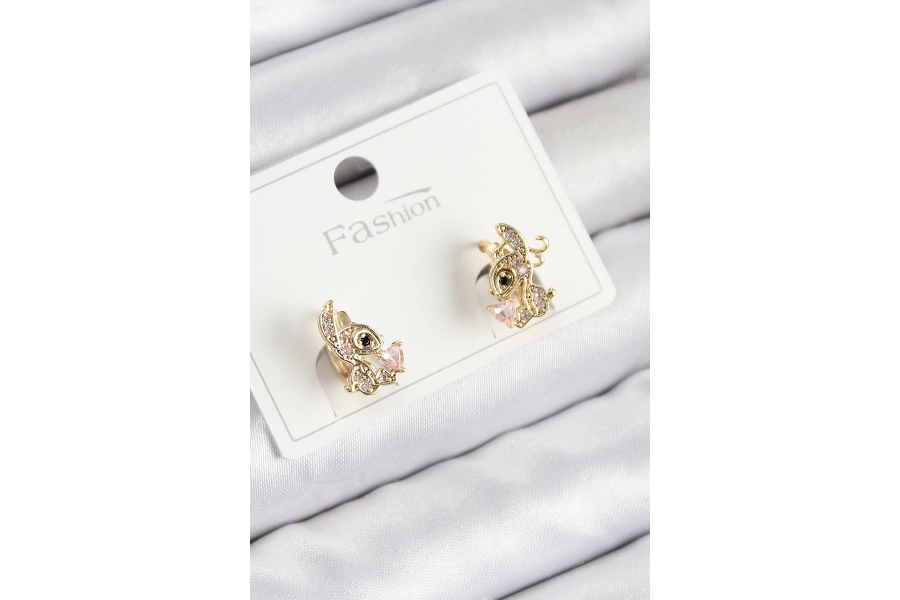 Shoecide Pirinç Zirkon Taşlı Ceylan Model Gold Renk Çocuk Küpe