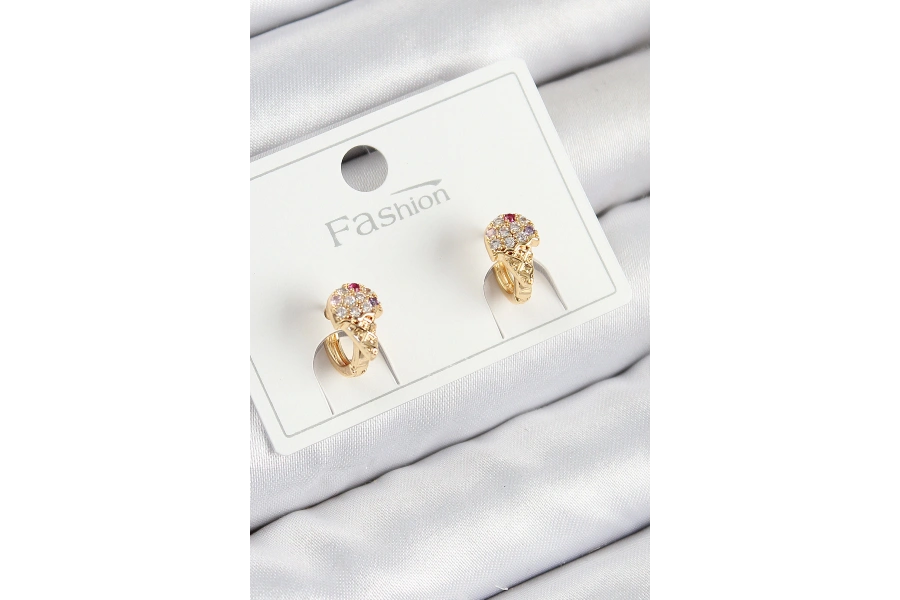 Shoecide Pirinç Zirkon Taşlı Dondurma Model Gold Renk Çocuk Küpe