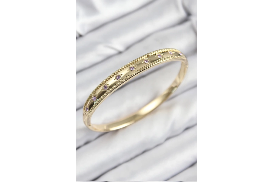 Shoecide Pirinç Zirkon Taşlı Kutup Yıldızı Model Gold Renk Kadın Kelepçe