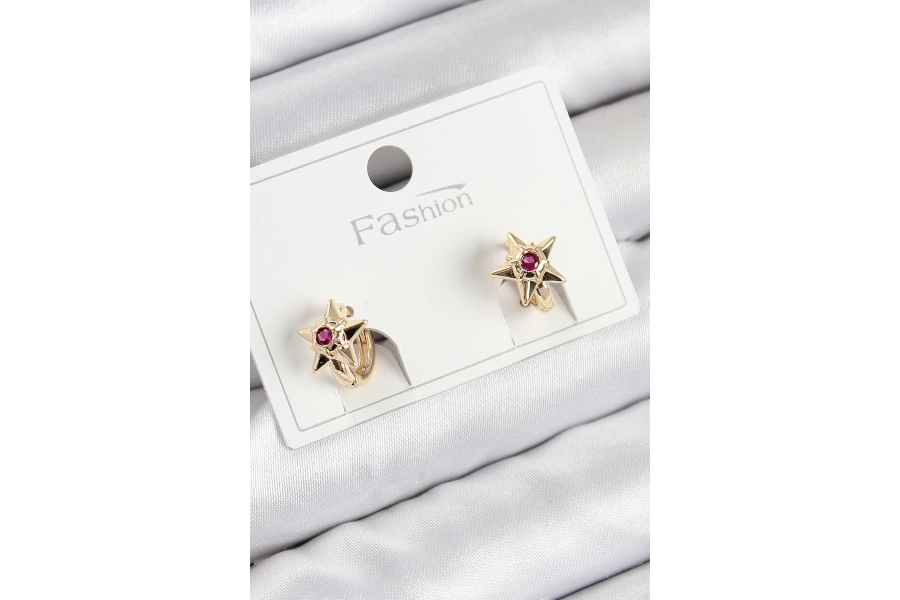 Shoecide Pirinç Zirkon Taşlı Yıldız Model Gold Renk Çocuk Küpe