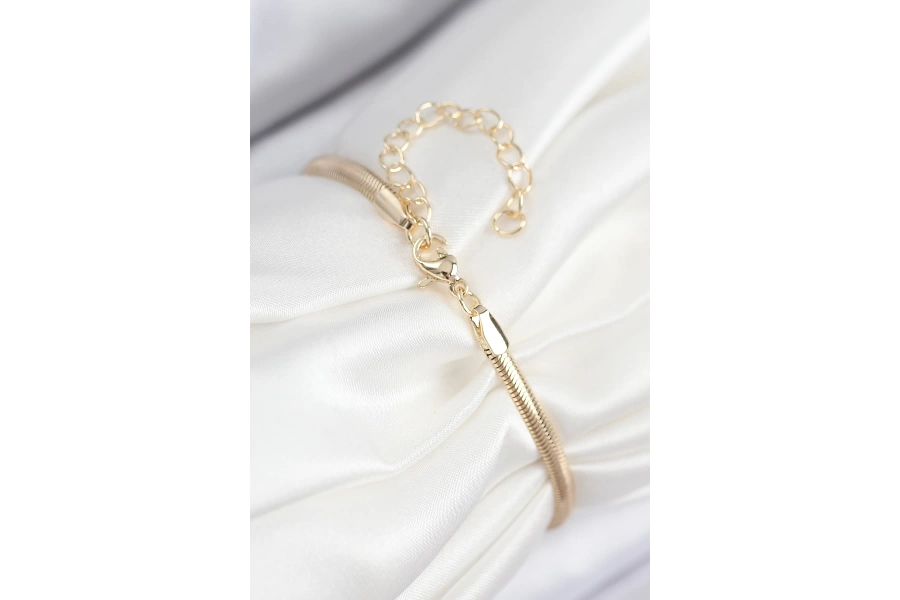 Shoecide Pirinç Zirkon Taşlı Yonca Model Gold Renk Kadın Bileklik