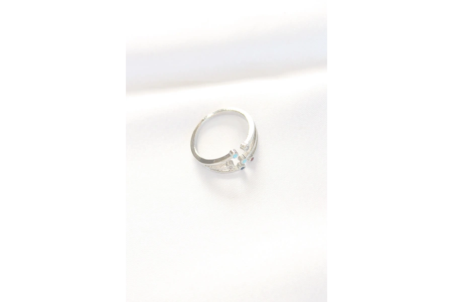 Shoecide Renkli Zirkon Taşlı Silver Renk Ayarlanabilir Yüzük