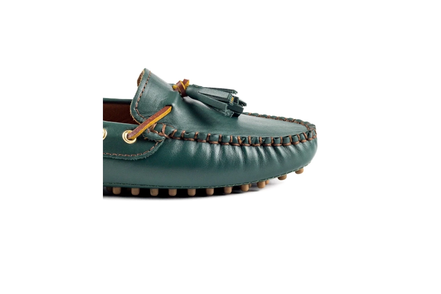 Shoecide Samos Kadın Yeşil Hakiki Deri Loafer Ayakkabı
