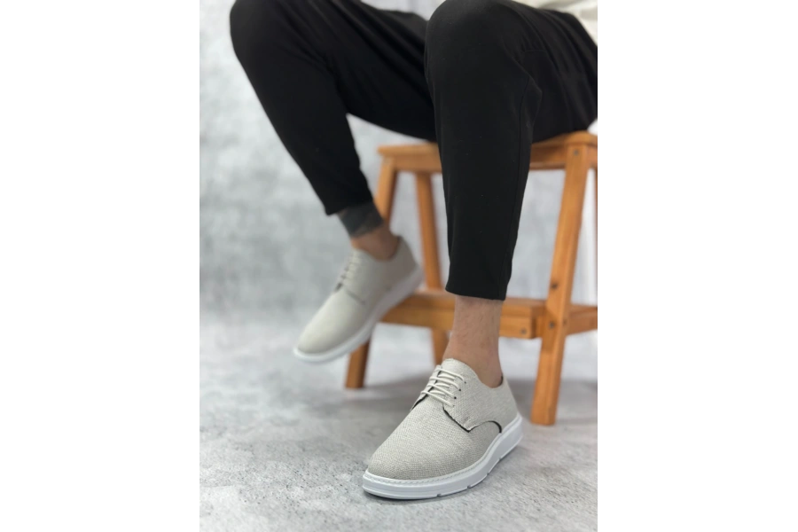 Shoecide Sb0003 Bağcıklı Klasik Spor Keten Beyaz Taban Casual Erkek Ayakkabı