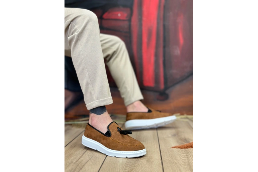 Shoecide Sb0005 Bağcıksız Yüksek Taban Klasik Püsküllü Corcik Erkek Ayakkabı
