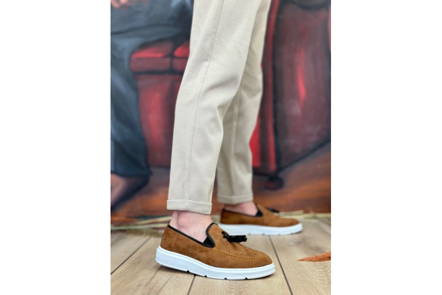 Shoecide Sb0005 Bağcıksız Yüksek Taban Klasik Püsküllü Corcik Erkek Ayakkabı
