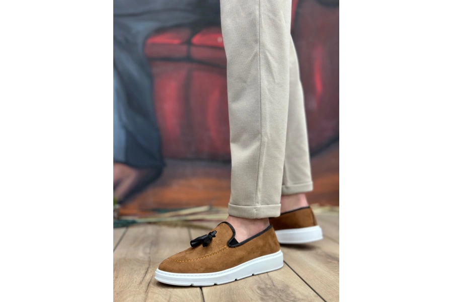 Shoecide Sb0005 Bağcıksız Yüksek Taban Klasik Püsküllü Corcik Erkek Ayakkabı