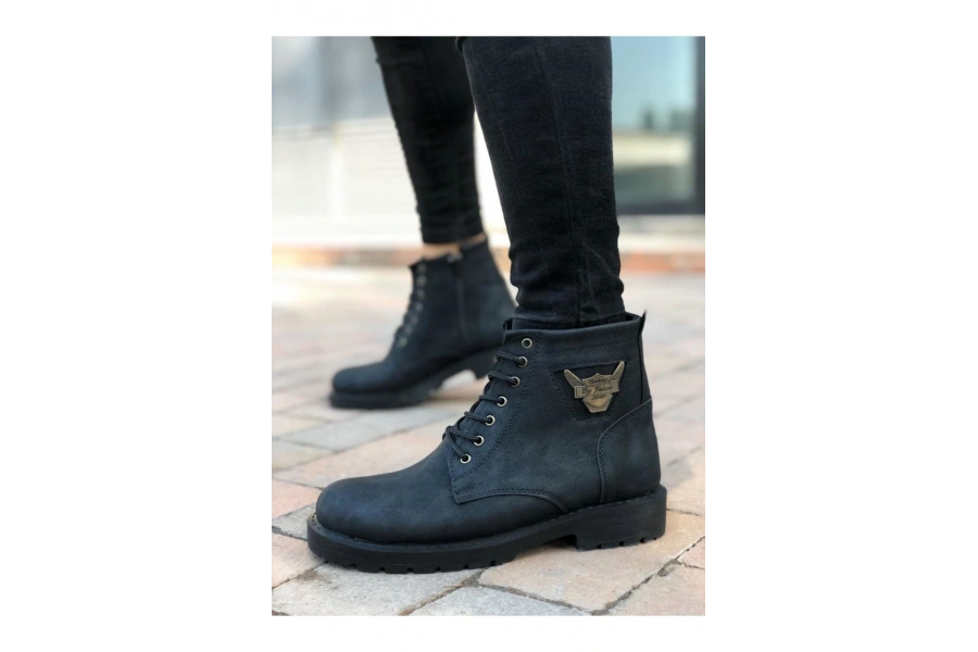 Shoecide Sb0080 Kartal Fermuarlı Siyah Erkek Klasik Spor Klasik Yarım Bilek Bot