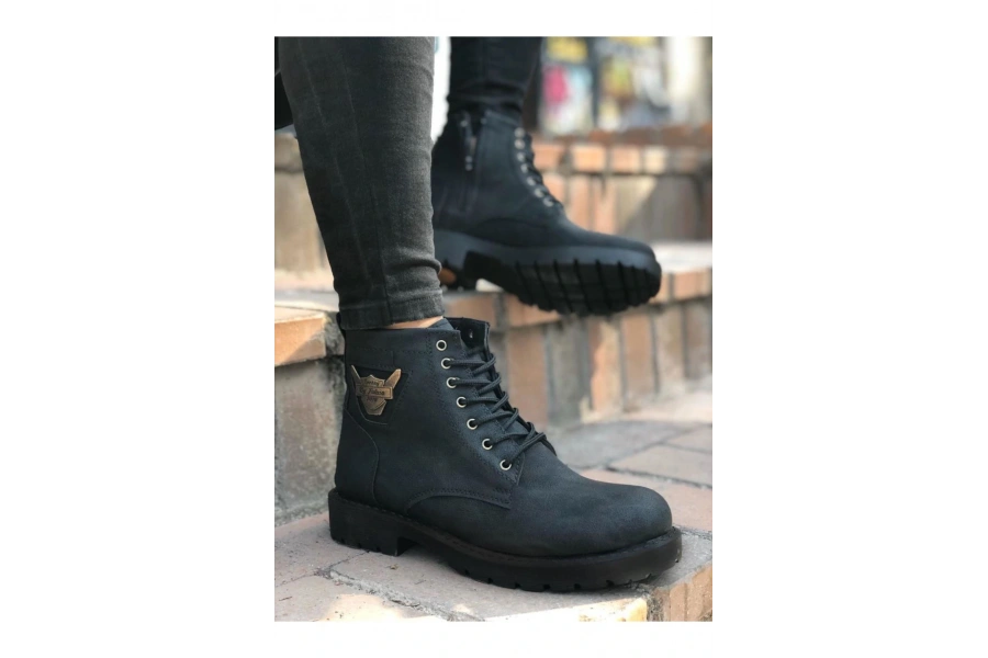 Shoecide Sb0080 Kartal Fermuarlı Siyah Erkek Klasik Spor Klasik Yarım Bilek Bot
