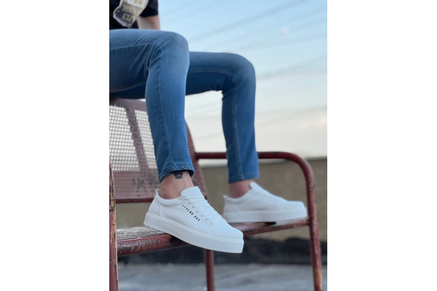 Shoecide Sb0104 Bağcıklı Beyaz Cilt Deri Spor Klasik Erkek Ayakkabı