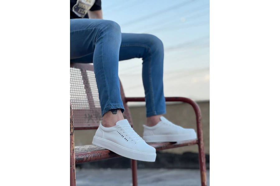 Shoecide Sb0104 Bağcıklı Beyaz Cilt Deri Spor Klasik Erkek Ayakkabı