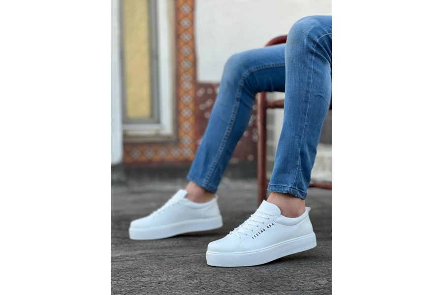 Shoecide Sb0104 Bağcıklı Beyaz Cilt Deri Spor Klasik Erkek Ayakkabı