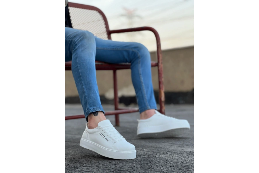 Shoecide Sb0104 Bağcıklı Beyaz Cilt Deri Spor Klasik Erkek Ayakkabı