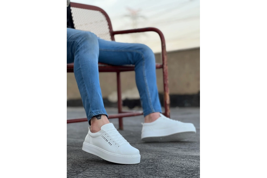 Shoecide Sb0104 Bağcıklı Beyaz Cilt Deri Spor Klasik Erkek Ayakkabı
