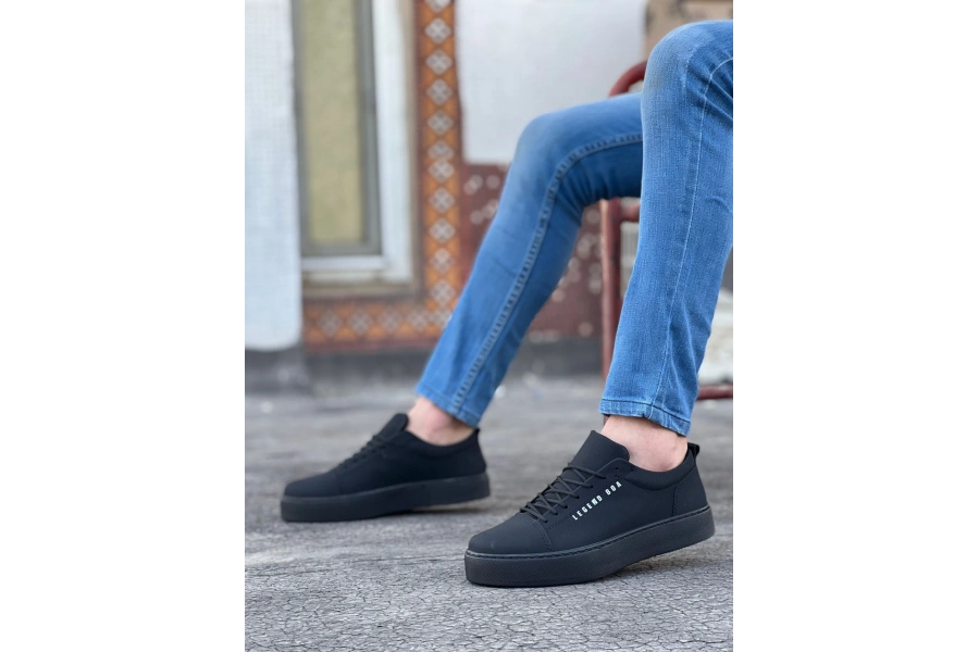Shoecide Sb0104 Bağcıklı  Nubuk Siyah Spor Klasik Erkek Ayakkabı