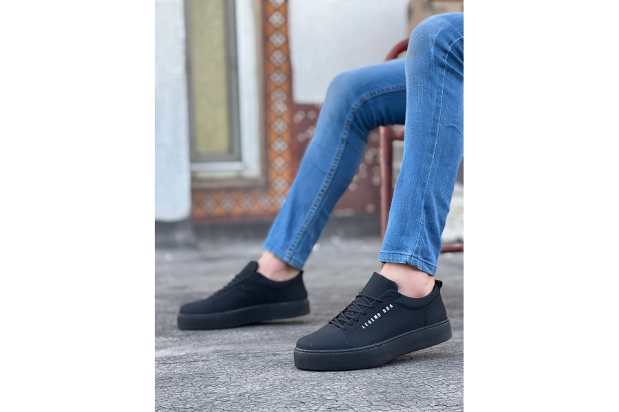 Shoecide Sb0104 Bağcıklı  Nubuk Siyah Spor Klasik Erkek Ayakkabı