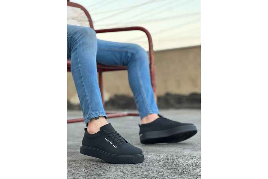 Shoecide Sb0104 Bağcıklı  Nubuk Siyah Spor Klasik Erkek Ayakkabı