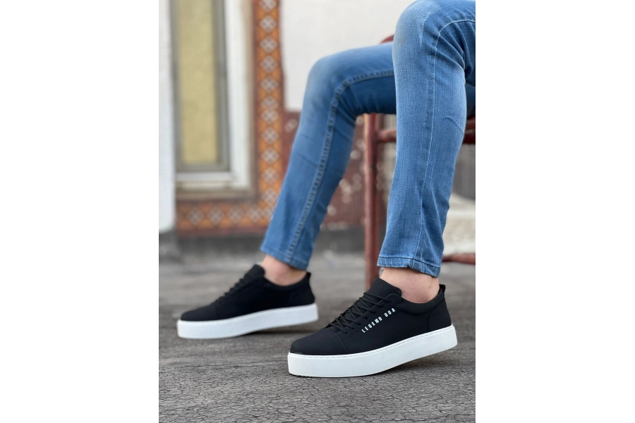 Shoecide Sb0104 Bağcıklı  Nubuk Spor Klasik Siyah Erkek Ayakkabı