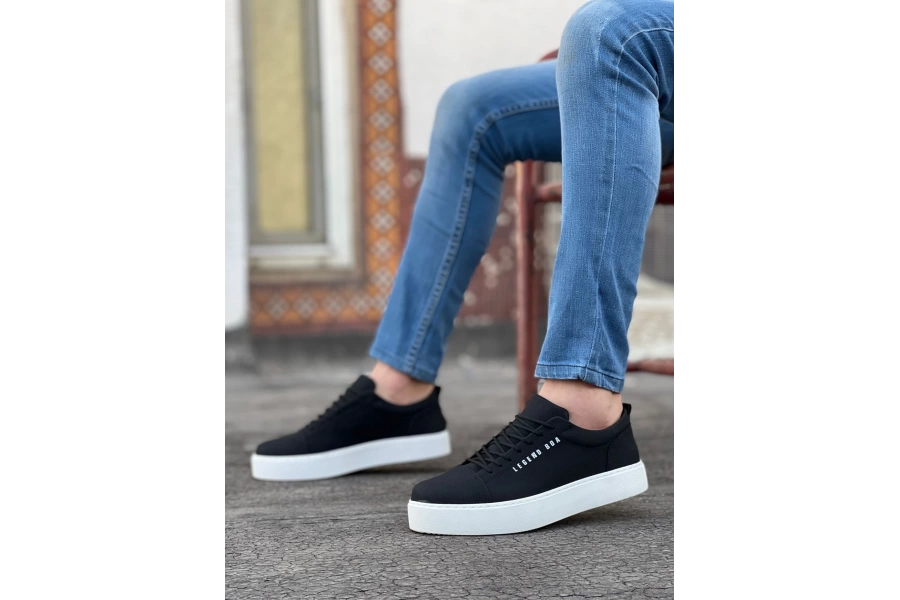 Shoecide Sb0104 Bağcıklı  Nubuk Spor Klasik Siyah Erkek Ayakkabı