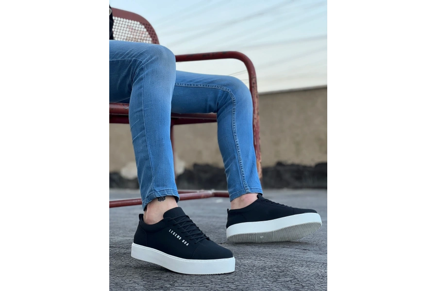 Shoecide Sb0104 Bağcıklı  Nubuk Spor Klasik Siyah Erkek Ayakkabı