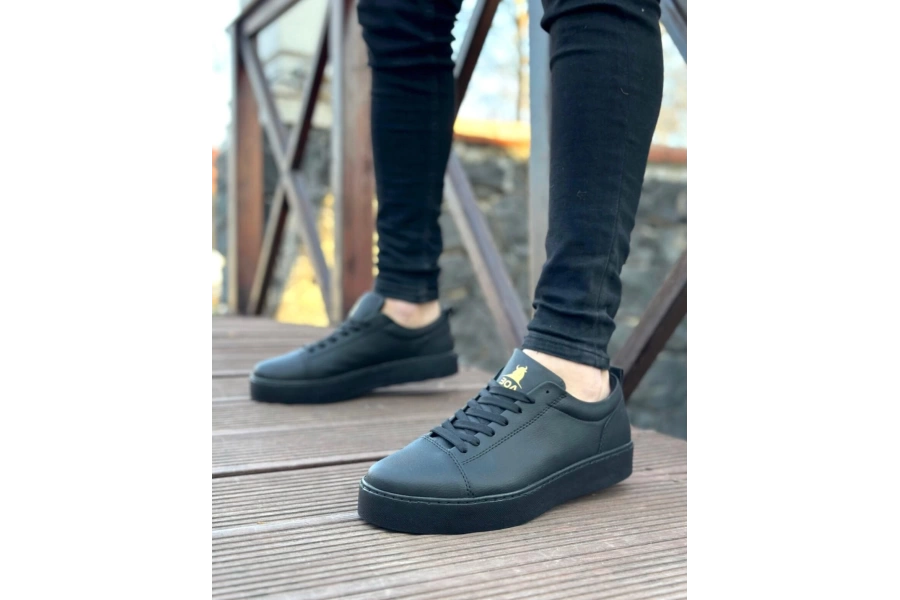 Shoecide Sb0104 Bağcıklı Siyah Cilt  Spor Klasik Erkek Ayakkabı