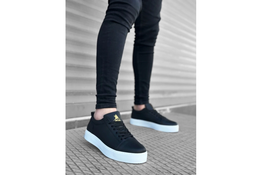 Shoecide Sb0104 Bağcıklı Siyah Cilt  Spor Klasik Erkek Ayakkabı