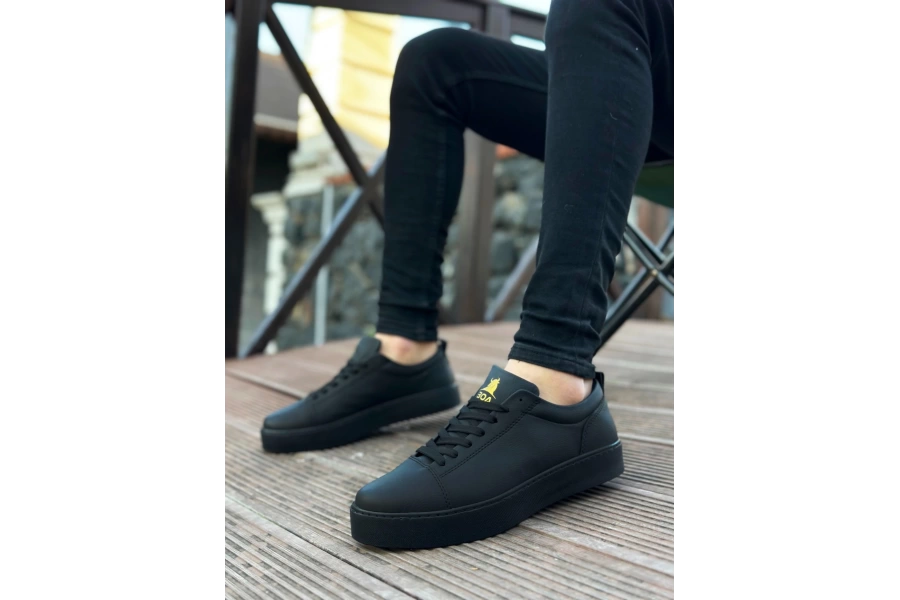 Shoecide Sb0104 Bağcıklı Siyah Cilt  Spor Klasik Erkek Ayakkabı