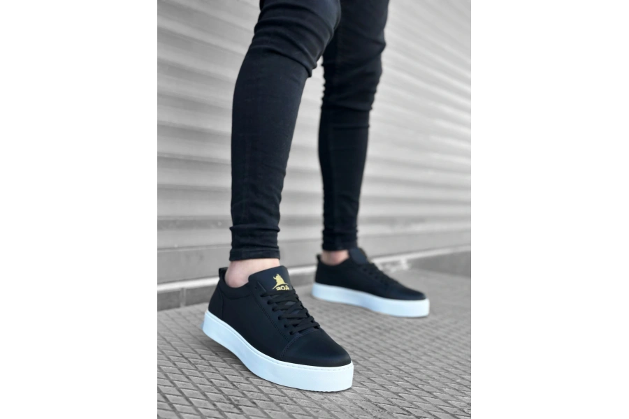 Shoecide Sb0104 Bağcıklı Siyah Cilt  Spor Klasik Erkek Ayakkabı
