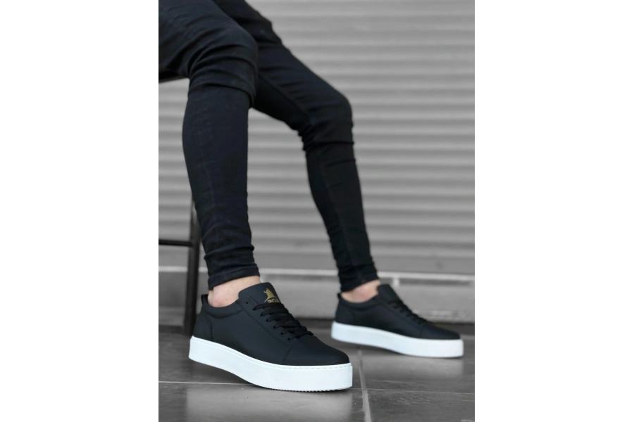 Shoecide Sb0104 Bağcıklı Siyah Cilt  Spor Klasik Erkek Ayakkabı