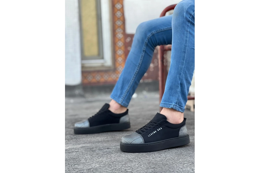 Shoecide Sb0104 Bağcıklı Siyah Ekose Süet Siyah Taban Spor Klasik Erkek Ayakkabı