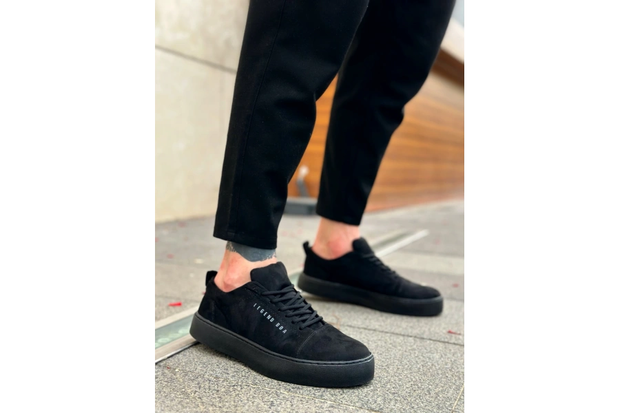 Shoecide Sb0104 Bağcıklı Siyah Süet Spor Klasik Erkek Ayakkabı