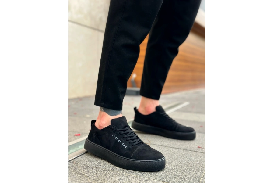 Shoecide Sb0104 Bağcıklı Siyah Süet Spor Klasik Erkek Ayakkabı