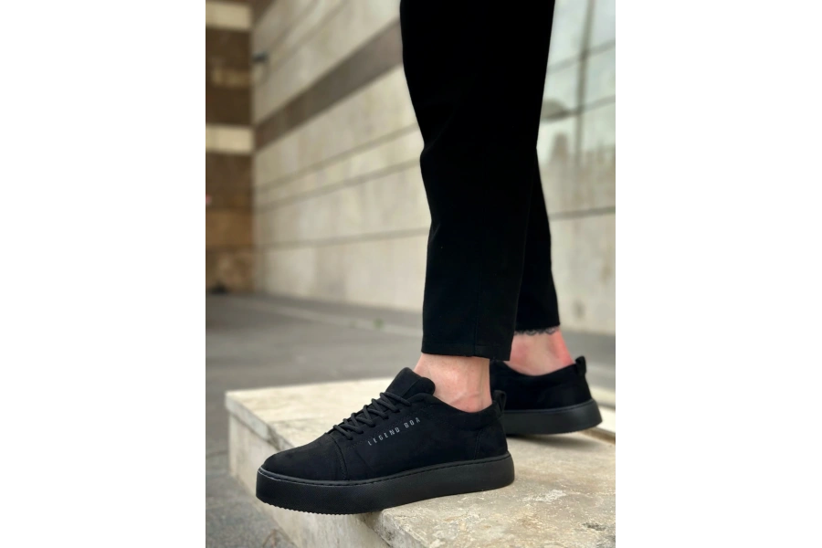 Shoecide Sb0104 Bağcıklı Siyah Süet Spor Klasik Erkek Ayakkabı